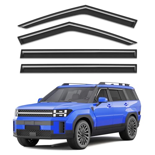 Out-Channel Window Rain Guards Fit for 2024 2025 2026 Hyundai Santa Fe, Extra Durable Window Visors Vent Visors Vent Shades Wind Deflector Dark Smoke Car Tape-on with Thicker 4PCS - size: Fit for 2024-2025 Hyundai Santa Fe