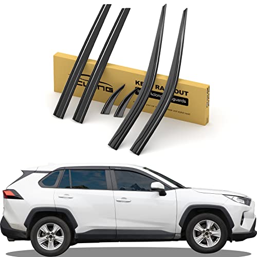 Tape-On Rain Guards Fit for Toyota RAV4 2019 2020 2021 2022 2023 Tape-On Smoke Side Shatterproof Window Visor, Out-Channel Window Deflectors, 6-Pieces Set - size: Fit for Toyota RAV4 2019-2023 Tape On