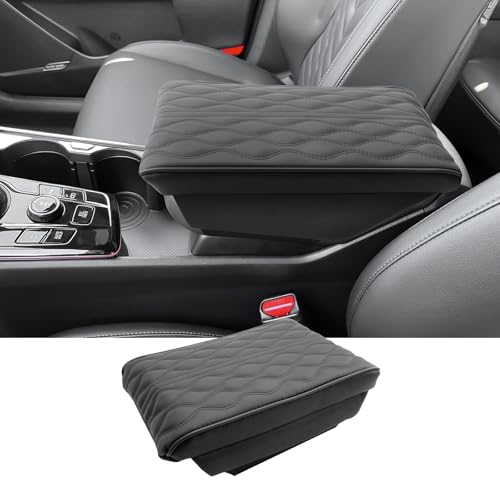 2025 2026 Sportage Accessories Center Console Cover for Kia Sportage (LX/EX/X-Line/SX/SX Prestige/X-Pro/X-Pro Prestige), Waterproof&Cushion Leather Cover 2025 Sportage Accessories (Padded) - color: Black - A
