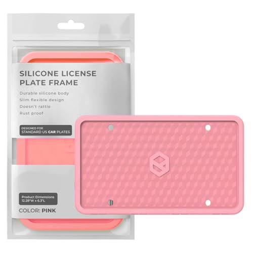 Rightcar Solutions Car Plate Frame, Silicone License Plate Frame, Rust-Proof Rattle-Proof Weather-Proof License Plate Holder for Front or Rear, Pink, 1 Pack - color: Pink
