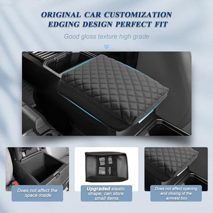 BIBIBO for 2025 2026 Toyota Tacoma Accessories Center Console Cover 2024-2026 Toyota Tacoma Armrest Cover 2024 Tacoma Console Lid 2024 2025 2026 Toyota Tacoma Arm Rest Pad Seat Box Cover - color: Black-B for 2024-2026 Toyota Tacoma