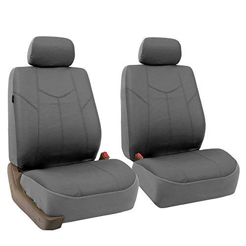 FH Group Car Seat Cover Cushion - 2 Pack Seat Covers for Cars Trucks SUV, (Gray) Rome Faux Leather Car Seat Cushions, Waterproof Car Seat Cover Cushion, Universal Fit Car Seat Protector - color: Gray, size: Front Set