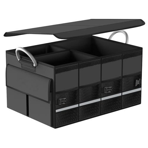 Trunk Organizer for SUV - Car Organizer with Removable Cooler Bag,Collapsible Multi Compartment 1680D Waterproof Sturdy Cargo Storage for Car Accessories Women Men (Extra Large)