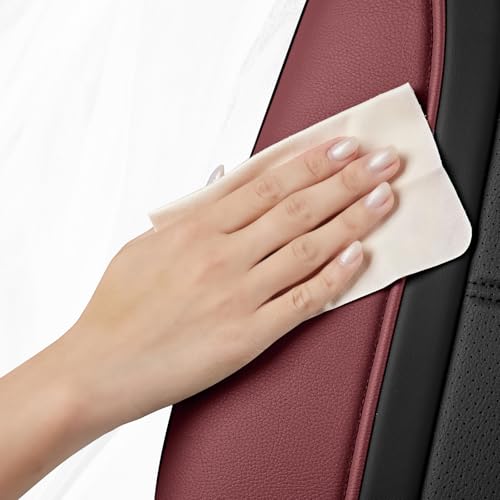 Road Comforts Leather Seat Covers, Breathable Car Seat Covers Full Set for Men,Airbag Compatible, Automotive Seat Covers Set Universal Fit Most Cars,Vans,Truck,SUV - color: Red Wine Full Set