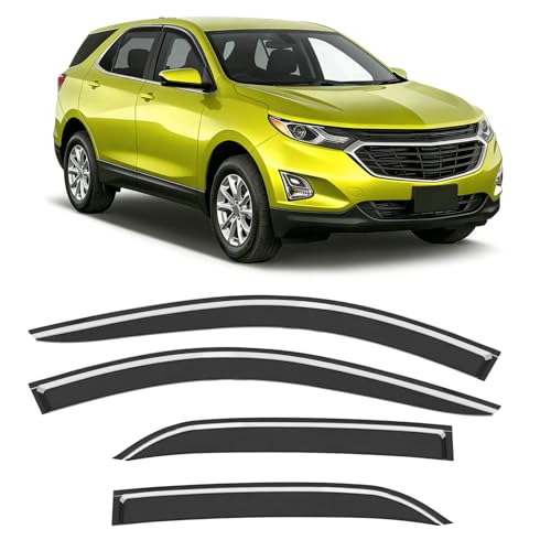Low-Profile Window Rain Guard for Chevy (Chevrolet) Equinox 2018-2024 Rain Guards Side Window Visors Extra-Thick Vent Visor Window Deflectors Tape-on Vent Shades Car Accessories 4-pcs - size: Fit for 2018-2024 Chevy Equinox