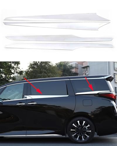 Car Accessories Fit for Toyota Alphard Vellfire 2023 2024 ABS Exterior Middle+Rear Door Window Lower Strip Cover Trim 4PCS Set(Chrome) - color: Chrome