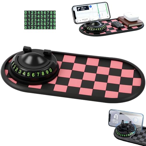 Mobile Phone Bracket Anti-Slip Mat,Multifunction Car Anti Slip Mat,360° Rotatable Non-Slip Vehicle Dashboard Mat with Phone Holder & Temporary Parking Number (Style-D) - color: Style-D