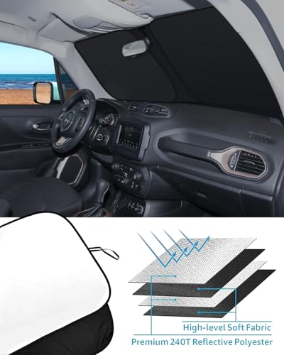 Front Windshield Sunshade fit for Jeep Renegade 2015-2025 UV Ray Reflector Foldable Car Shade Automotive Windshield Sunshades Jeep Renegade Windshield Sun Shade |Keeps Your Vehicle Cool| - size: fit for Jeep Renegade 2015-2025