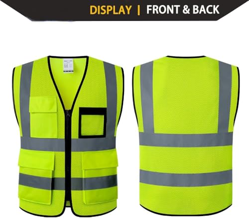 Hi Vis Reflective Safety Vest for Men Women Mesh Class 2 High Visibility Vest with Pockets,Meets ANSI/ISEA Standards(EK170-Mesh-Yellow-M) - color: Yellow-170, size: Medium
