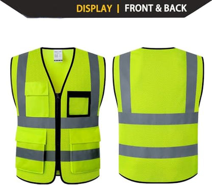 Hi Vis Reflective Safety Vest for Men Women Mesh Class 2 High Visibility Vest with Pockets,Meets ANSI/ISEA Standards(EK170-Mesh-Yellow-M) - color: Yellow-170, size: Medium