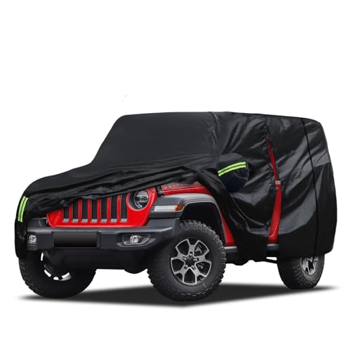 Migaven Car Cover Custom Fit for Jeep Wrangler 2 Door 1987-2026 JK JL CJ YJ TJ, Waterproof Rain Sun Protection with Door Zipper & Inner Cotton - color: Black, size: Custom Fit Jeep Wrangler 2 Door