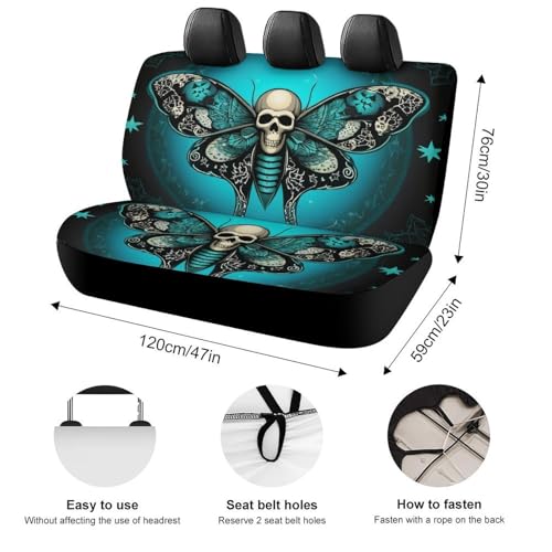 Comfortable Goth Moth Dead Skull Moon Car Seat Covers Universal Fit Cars Trucks SUVs, Scratch Proof Vehicle Seat Protectors Quick Install - color: Pattern 434