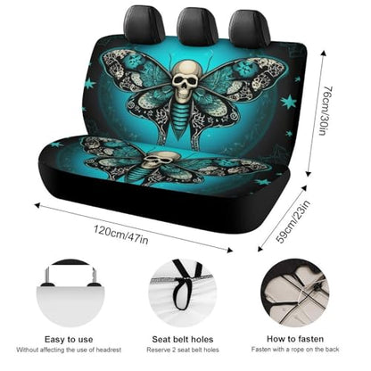 Comfortable Goth Moth Dead Skull Moon Car Seat Covers Universal Fit Cars Trucks SUVs, Scratch Proof Vehicle Seat Protectors Quick Install - color: Pattern 434