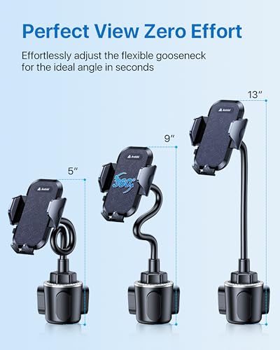 andobil Military-Grade Cup Holder Phone Mount for Car Truck, [2026 Enhanced] Anti-Shake 360° Adjustable Gooseneck Cupholder Car Phone Holder, Universal Cell Phone Car Mount for iPhone 17 16/Samsung - color: Blue