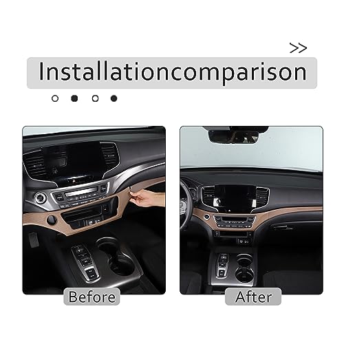 Dashboard Panel Cover Trim for Honda Pilot 2016-2022/ Passport 2019-2025/ Ridgeline 2016-2020 Accessories, Center Console Panel Strip Trim, Center Console Upper Center Pillar Trim, ABS (Wood Grain) - color: Wood Grain