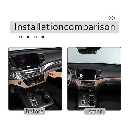 Dashboard Panel Cover Trim for Honda Pilot 2016-2022/ Passport 2019-2025/ Ridgeline 2016-2020 Accessories, Center Console Panel Strip Trim, Center Console Upper Center Pillar Trim, ABS (Wood Grain) - color: Wood Grain