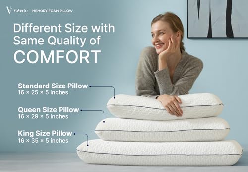 Vaverto Queen Memory Foam Pillow 2-Pack – Cooling Gel-Infused Orthopedic Bed Pillows for Neck and Shoulder Pain Relief, Firm Support Design with Removable Viscose Made from Bamboo Covers – Set of 2 - size: Queen (Pack of 2)