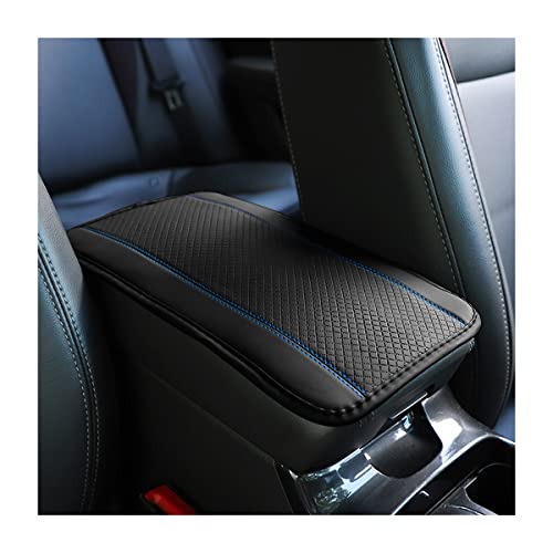 8sanlione Car Armrest Storage Box Mat, Fiber Leather Car Center Console Cover, Car Armrest Seat Box Cover Accessories Interior Protection for Most Vehicle, SUV, Truck, Car (Black/Blue) - color: Black/Blue