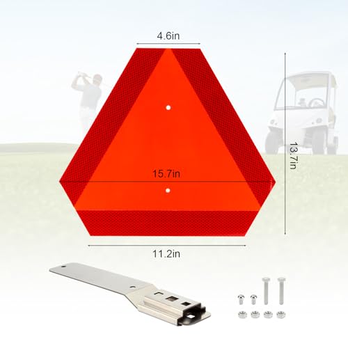 Slow Moving Vehicle Sign with Mounting Bracket Kit, Aluminum Slow Moving Vehicle Triangle Sign for Golf Vehicles Cart Farm Tractor Outdoor Accessories