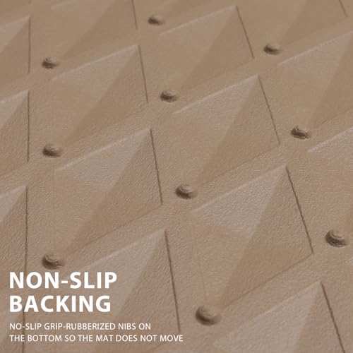 CAR PASS Beige Rubber Car Mats, All-Weather Floor Mats Full Set Durable Anti-Slip 3D Rhombus Waterproof Automotive Pad Trim to Fit Liner Universal Fit for Sedan SUV Truck Van, 4 Pcs All Beige Rubber - color: Beige