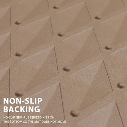 CAR PASS Beige Rubber Car Mats, All-Weather Floor Mats Full Set Durable Anti-Slip 3D Rhombus Waterproof Automotive Pad Trim to Fit Liner Universal Fit for Sedan SUV Truck Van, 4 Pcs All Beige Rubber - color: Beige