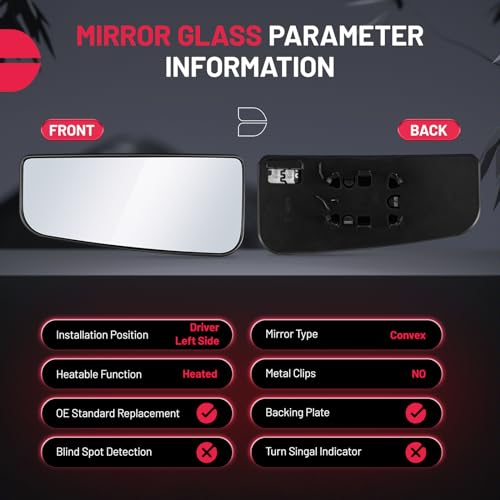 BDFHYK Mirror Glass Compatible with 2015-2021 F-150, 2017-2022 F-250 F-350 F-450 Super Duty Side View Exterior Mirror with Backing Plate, Replaces FL3Z17K707V, Heated (Left Lower Side) - size: Left Driver Side, style: 2015-2021 F-150