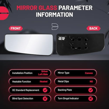 BDFHYK Mirror Glass Compatible with 2015-2021 F-150, 2017-2022 F-250 F-350 F-450 Super Duty Side View Exterior Mirror with Backing Plate, Replaces FL3Z17K707V, Heated (Left Lower Side) - size: Left Driver Side, style: 2015-2021 F-150