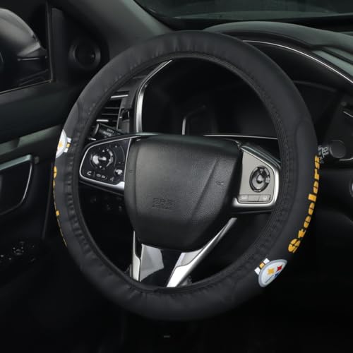 for Steelers Car Steering Wheel Cover, 14-15 Inch Leather Grip | Non-Slip & Sweat-Resistant Design, Fit for Most Cars, SUVs, Trucks (SWC-BGR) - size: SWC-BGR