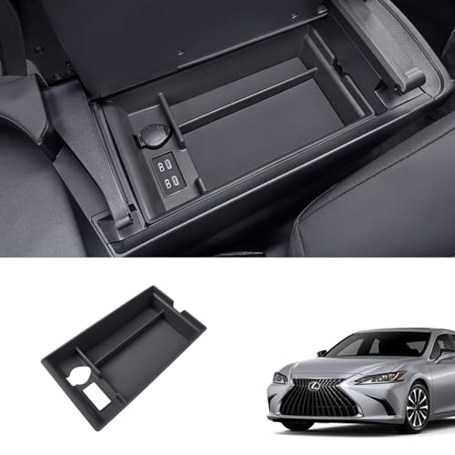 Compatible with Lexus ES ES250, ES300, ES300h, ES350H, 2022, 2023, 2024, interior armrest storage box, bracket tray, center console organizer, in car supplies - color: 2022-2024ES Box black