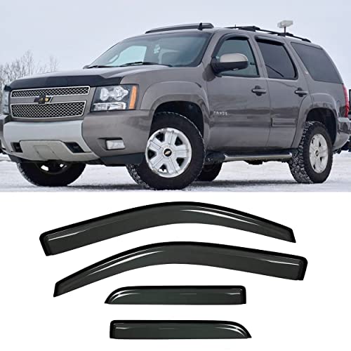 Side Window Visor Wind Vent Deflector, 4pcs Out-Channel Tape-On Nice Sun Rain Guards Set fit for 2007-2014 Chevrolet Tahoe, 2007-2014 GMC Yukon (Not Fit Yukon XL Model) 94514 - size: Chevy Tahoe/Yukon 2007-2014