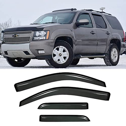 Side Window Visor Wind Vent Deflector, 4pcs Out-Channel Tape-On Nice Sun Rain Guards Set fit for 2007-2014 Chevrolet Tahoe, 2007-2014 GMC Yukon (Not Fit Yukon XL Model) 94514 - size: Chevy Tahoe/Yukon 2007-2014