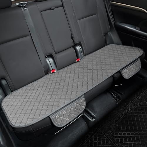 surpassme Comfortable Car Seat Covers Universal Back/Brench Seat Coves for Car Accessories with Storage Pockets, Padded Car Interior Covers for Automotive, SUV, Truck, and Van(Grey) - color: Grey, size: 1 Rear Bench Seat Cover