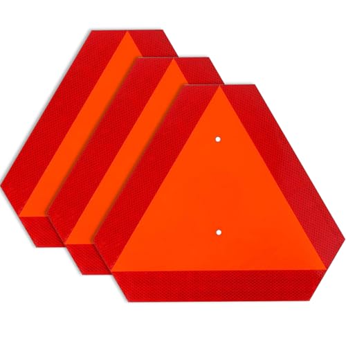 3 Pack Slow Moving Vehicle Sign,14"x16" Slow Moving Vehicle Triangle,Plastic Safety Sign Reflective for Golf Cart Tractor UTV,Up to 7 Years Outdoor Weatherproof - style: 3pcs Plastic