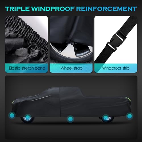 Truck Car Cover Waterproof All Weather Full Outdoor Pickup Cover Rain UV Protection, Size T5 Universal Fit for Chevy Silverado Dodge Ram 1500 Ford F-250 F-350.(Fit Truck Length 251 to 266 inch) - size: T5 Fit Truck Length 251 to 266 inch