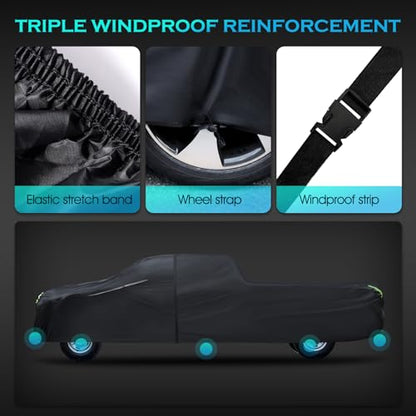Truck Car Cover Waterproof All Weather Full Outdoor Pickup Cover Rain UV Protection, Size T5 Universal Fit for Chevy Silverado Dodge Ram 1500 Ford F-250 F-350.(Fit Truck Length 251 to 266 inch) - size: T5 Fit Truck Length 251 to 266 inch