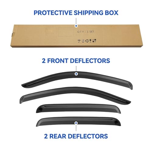 Window Visors Rain Guards for Toyota Tacoma 2005-2023 Double Cab/Full-Size Cab, Out-Channel Window Vent Wind Deflectors Visors Shades for 05-23 Tacoma Crew Cab - size: 2005-2023 Toyota Tacoma