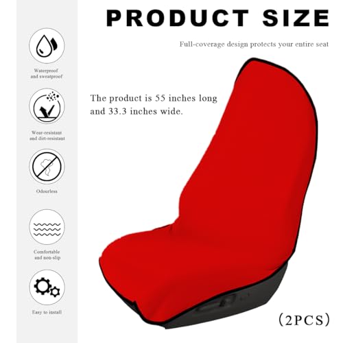 DXNQ 2PCS Car Towel Seat Cover, Waterproof Sweating Non-Slip Premium Soft Towel Carseat Protector, Universal Machine Washable Car Truck SUV Front Seat Cover for Gym Workout Beach Hiking (Red) - color: Red, 2pcs, Front