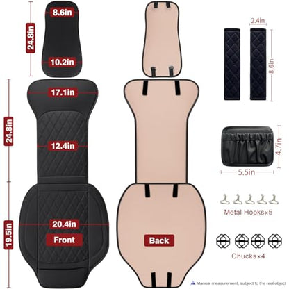 Front Car Seat Covers - Leather Seat Covers with Storage Pocket and Two Belt Pads, Anti-Slip Waterproof Universal Seat Covers for Cars Fit Cars Trucks SUV(Black,2 Pack) - color: Black
