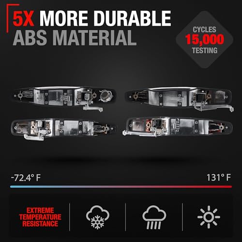 Exterior Front/Rear Driver & Passenger Door Handle - Compatible with 2007-2013 Chevy Avalanche, 07-14 Silverado 1500, 2500, 3500, Suburban, Tahoe; 07-14 GMC Sierra 1500, 2500, 3500, Yukon XL, 2273872 - size: Front & Rear Right Passenger & Left Driver Side