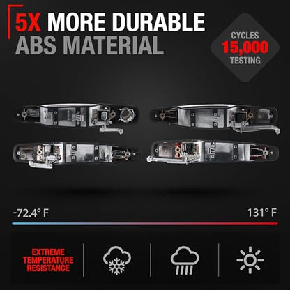 Exterior Front/Rear Driver & Passenger Door Handle - Compatible with 2007-2013 Chevy Avalanche, 07-14 Silverado 1500, 2500, 3500, Suburban, Tahoe; 07-14 GMC Sierra 1500, 2500, 3500, Yukon XL, 2273872 - size: Front & Rear Right Passenger & Left Driver Side