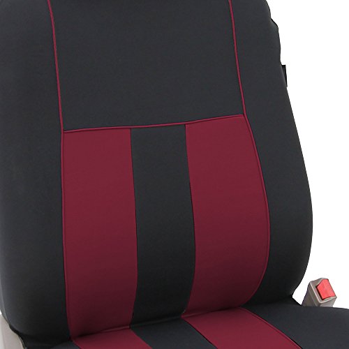 FH Group Three Row Set Striking Striped 7 Seater Car Seat Covers Airbag & Split Bench Compatible â€“ Universal Fit for Cars Trucks & SUVs Burgundy/Black - color: Burgundy, size: 3 Row/7 Seater