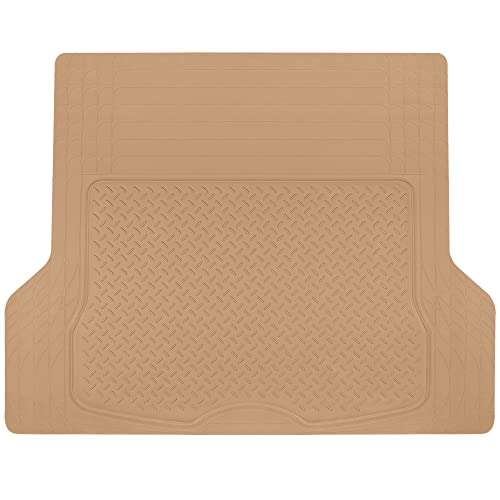 BDK Heavy Duty Rubber Cargo Mat Liner - All-Weather Trunk Protection, Trim-to-Fit Design for Cars, SUVs, Vans & Trucks - Non-Slip, Waterproof, Durable Cargo Floor Liner - 46" x 56.75" x 0.25" - Beige - color: Beige