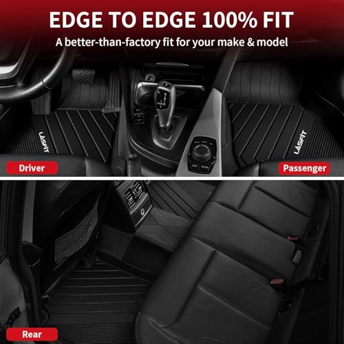 LASFIT Floor Mats for BMW 3 Series 2012-2018 320i 328d 328i 330e 330i 335i 340i M3 RWD & Sedan Only(Not for 335is, X-Drive, GT), All Weather TPE Custom Fit Car Liners 1st & 2nd Row Mat, Black - size: 7) 3 Series 2012-2018 | Floor Mats