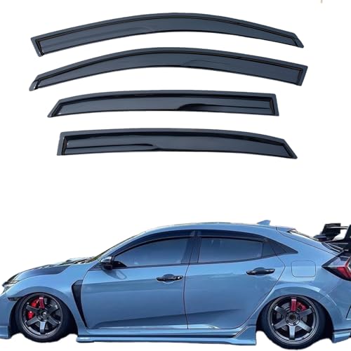 Tape-On Window Visors Rain Guards Shield for 2016-2021 Honda Civic Hatchback, Window Wind Deflectors Vent Shades for 16-21 Civic (Not Fit for Sedan),Vent Visors,Car Accessories-4pcs - size: For Honda Civic Hatchback 2016-2021