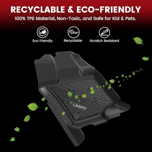 LASFIT Front Floor Mats for Ford F-150 2015-2026 | F150 Lightning 2022-2025 SuperCrew & Super Cab Carpet Floor All Weather Car Liners TPE Truck Mats-First Row Only, 2pcs Black - style: 1) F-150 SuperCrew&Super Cab| 15-26 | 1st Row Bucket Only