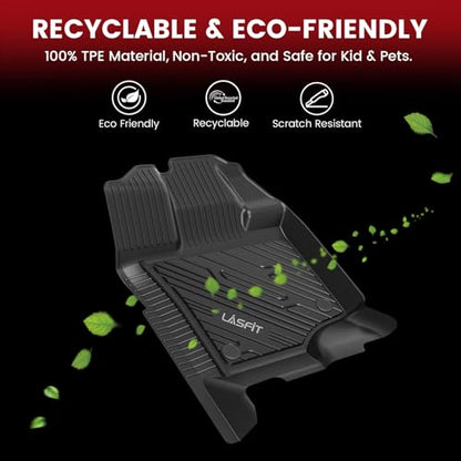 LASFIT Floor Mats for Ford F-150 2015-2026 | F150 Lightning 2022-2025 SuperCrew (Rear w/o Fold Flat Storage) Carpet Floor All Weather Protector TPE Truck Liners- 1st & 2nd Row, 3pcs Black - style: 1) F-150 SuperCrew| 15-26 | 2Rows w/o FF Storage