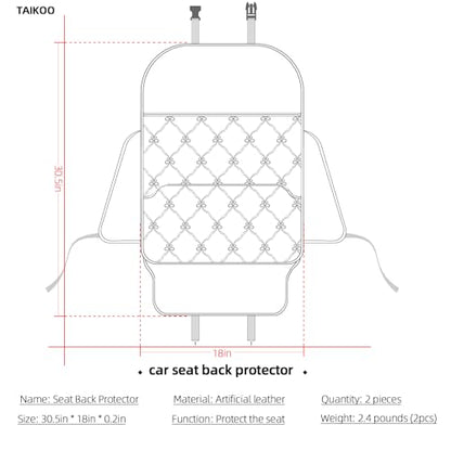 TAIKOO Seat Back Protector + Large Capacity Pocket Storage Organizer,Preventing The Impact of Children Stepping on The Seat Backrest (Style B-Beige) - color: Style B-Beige