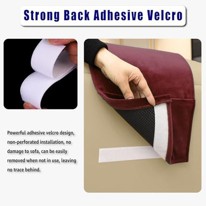Velvet Recliner Head Pillow with Non-Slip Base - Adjustable Neck Support for Pain Relief in Home, Office and Travel (Wine) - color: Wine