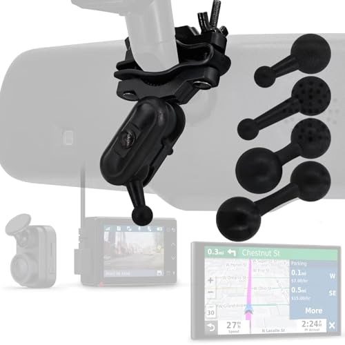 for Garmin Dash Cam Mount - Car Rearview Mirror & Handle Bar Holder for Garmin Dash Cam Mini 30/35/45/46/55/56/65W/66W/67W X110/X210/X310/Speak Plus & 17mm GPS Mount (4 Ball Head) - size: Mirror Mount
