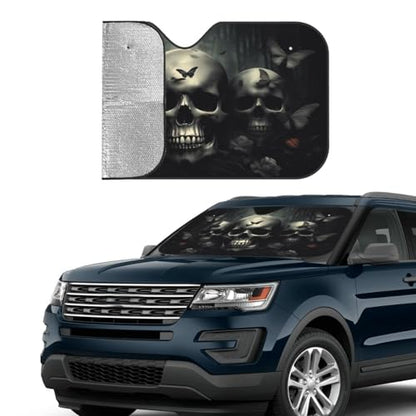 Skull Car Sun Shade Windshield Sunshade Foldable Front Window Shield Cover for Truck SUV - color: Blue11